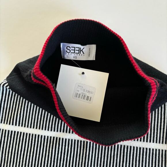 LF Seek The Label Red & Black Striped Bodycon Stretch Pencil Skirt Size XS NWT - Picture 4 of 7